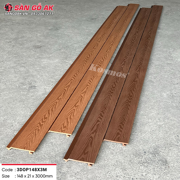 Tấm ốp gỗ nhựa ngoài trời Kosmos vân 3D 3DOP148X3M Coffee